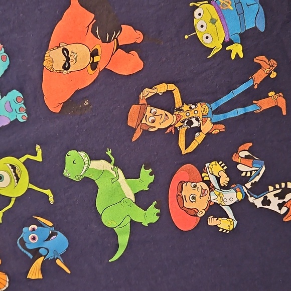 Pixar Disney navy blue short sleeve graphic tee XL Buzz BOO Sully Nemo Sporky UP - Picture 9 of 10